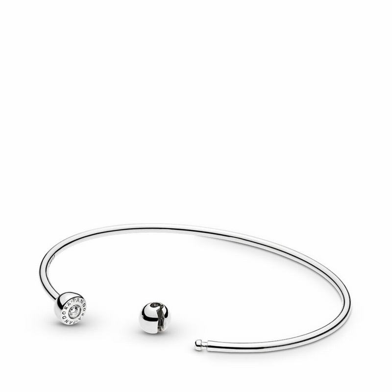 Pandora Essence Silver Open Bangle - Sterling Silver/Cubic Zirconia - Canada | HL8881ZT